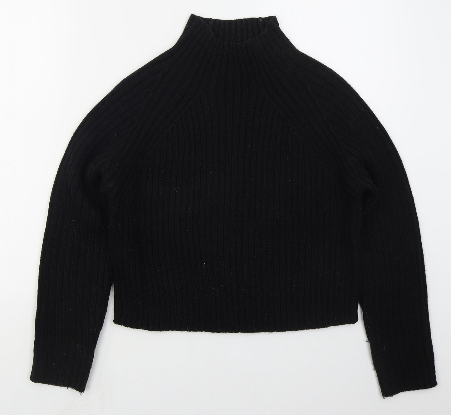 Brave Soul Womens Black Mock Neck  Acrylic Pullover Jumper Size S