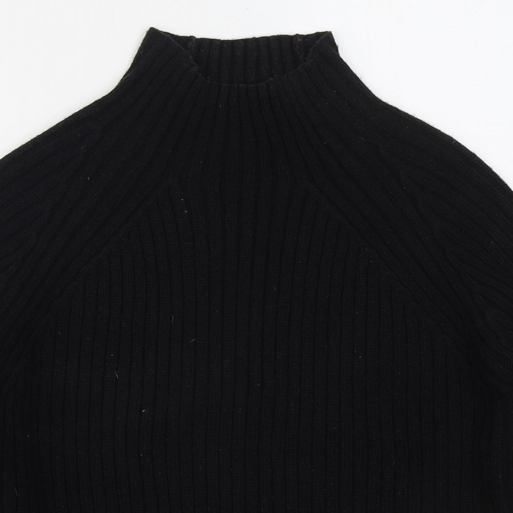 Brave Soul Womens Black Mock Neck  Acrylic Pullover Jumper Size S