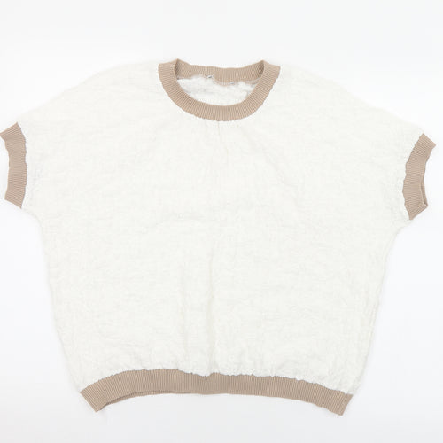 Preworn Womens White  Polyester  T-Shirt Size S Crew Neck