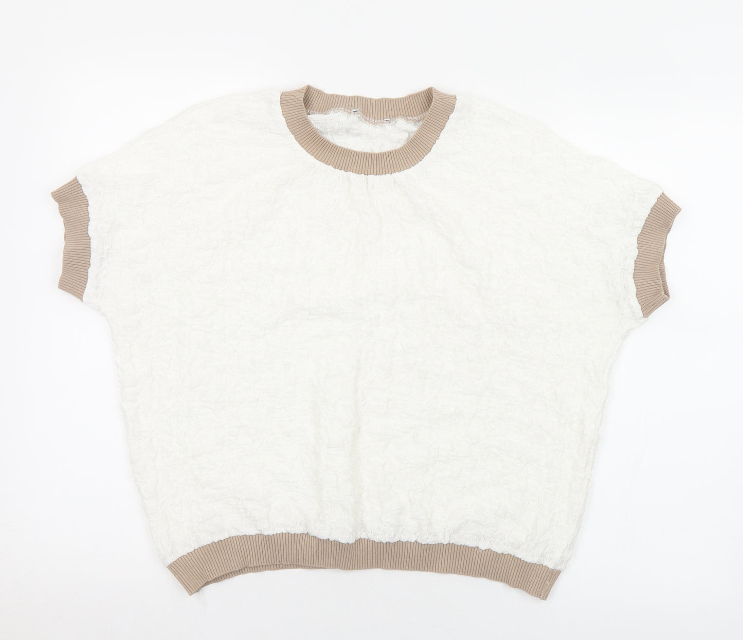 Preworn Womens White  Polyester  T-Shirt Size S Crew Neck