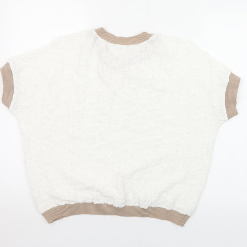 Preworn Womens White  Polyester  T-Shirt Size S Crew Neck