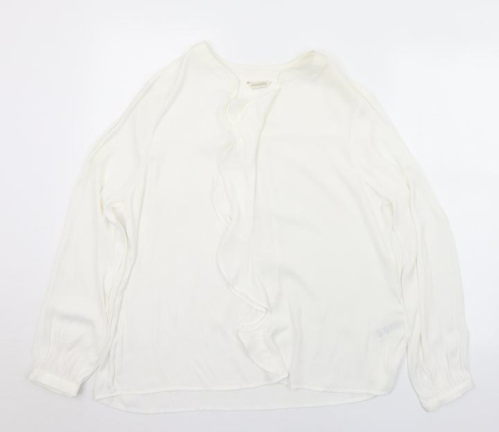 Monsoon Womens White Polyester Basic Blouse Size 12 Henley