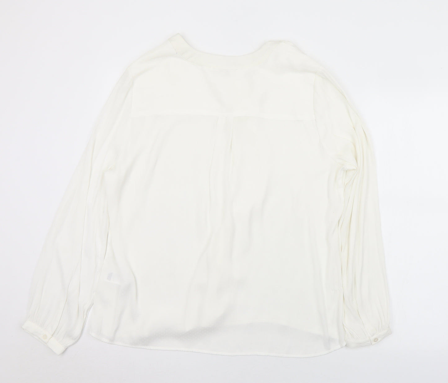 Monsoon Womens White  Polyester Basic Blouse Size 12 Henley