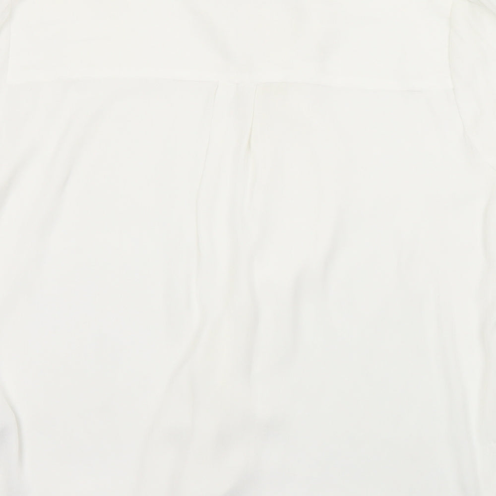 Monsoon Womens White  Polyester Basic Blouse Size 12 Henley