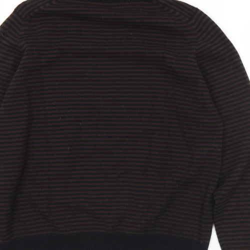 Preworn Womens Brown Roll Neck Striped Wool Pullover Jumper Size L