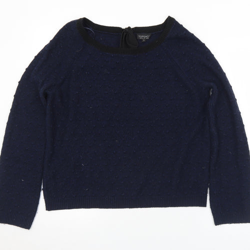 Topshop Womens Blue Round Neck  Acrylic Pullover Jumper Size 10
