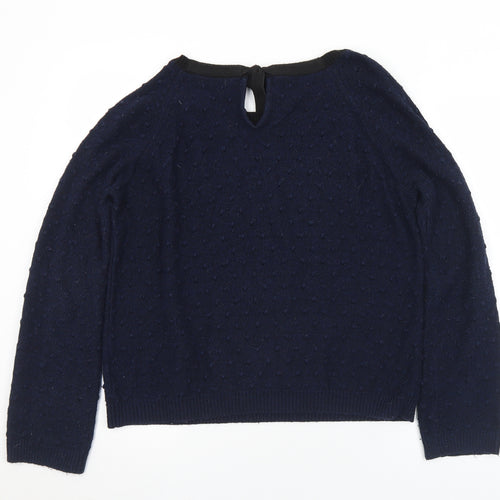 Topshop Womens Blue Round Neck  Acrylic Pullover Jumper Size 10