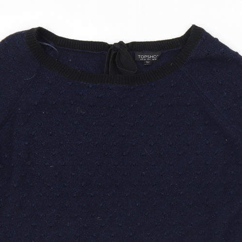 Topshop Womens Blue Round Neck  Acrylic Pullover Jumper Size 10