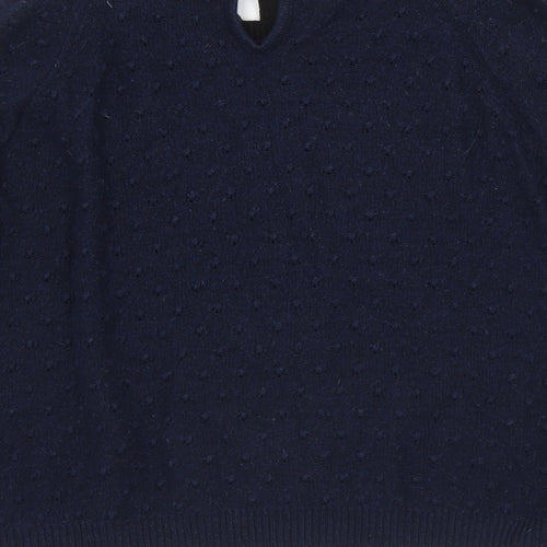Topshop Womens Blue Round Neck  Acrylic Pullover Jumper Size 10