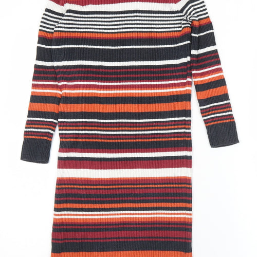 Atmosphere Womens Multicoloured Striped Acrylic Jumper Dress  Size 10  Mock Neck