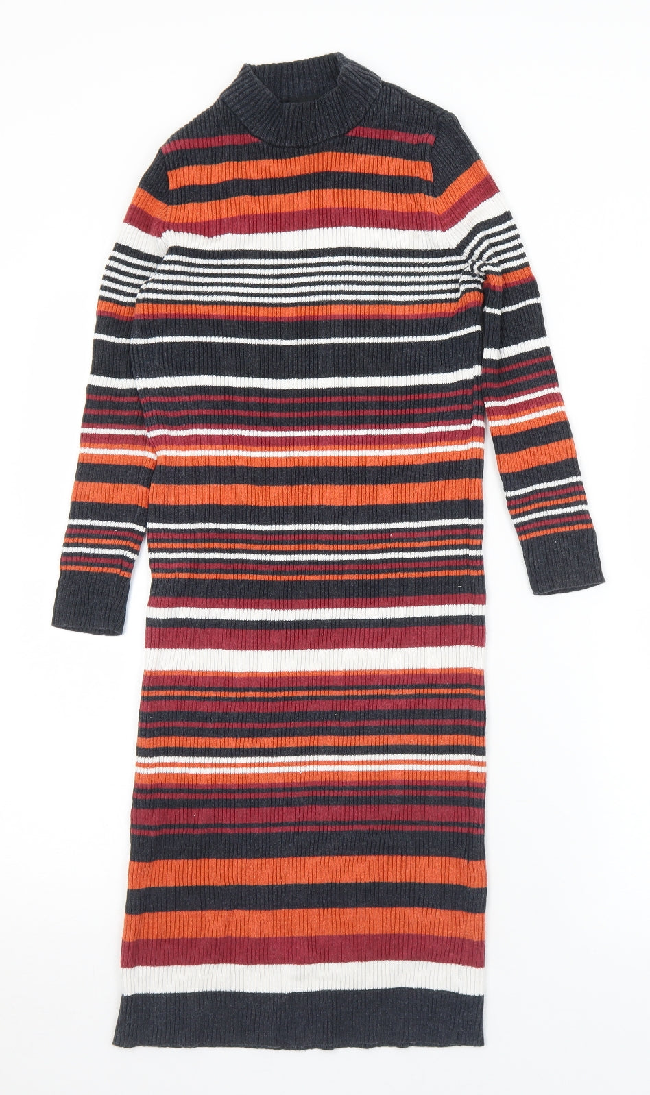 Atmosphere Womens Multicoloured Striped Acrylic Jumper Dress  Size 10  Mock Neck