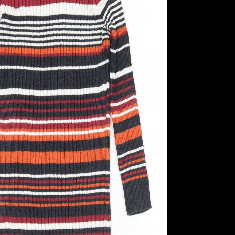 Atmosphere Womens Multicoloured Striped Acrylic Jumper Dress  Size 10  Mock Neck