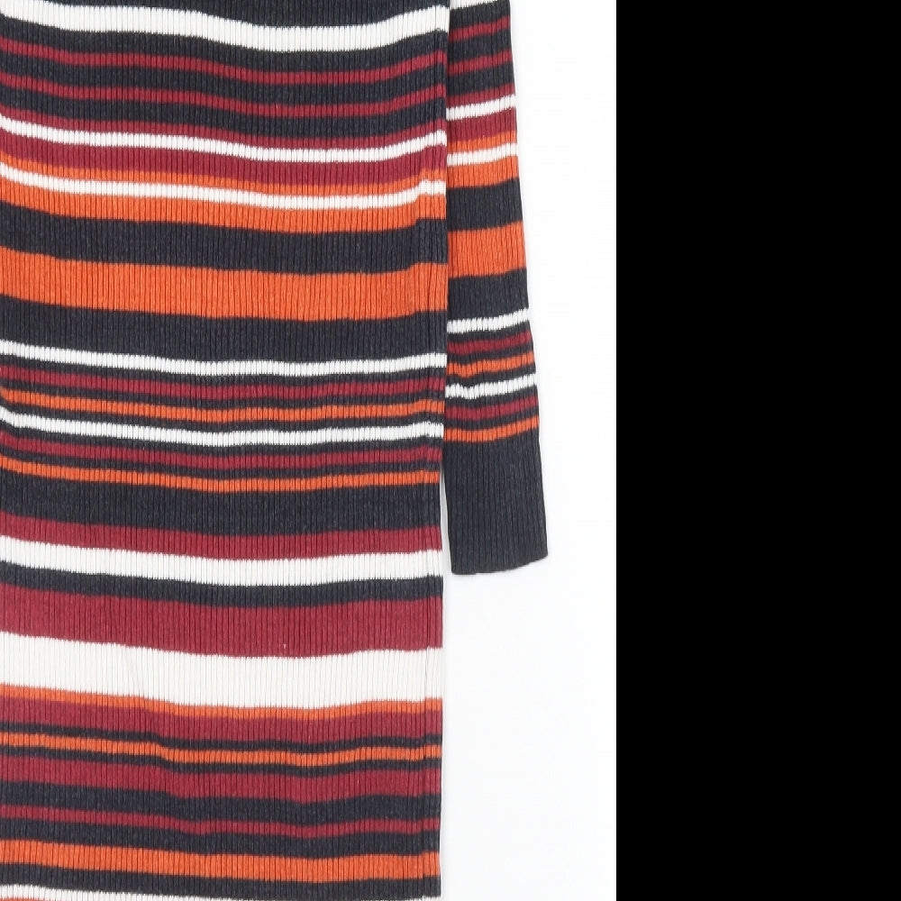 Atmosphere Womens Multicoloured Striped Acrylic Jumper Dress  Size 10  Mock Neck
