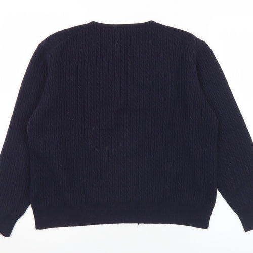 Preworn Womens Blue Crew Neck  Wool Pullover Jumper Size M