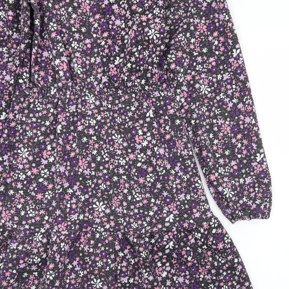 Oasis Womens Multicoloured Floral Polyester A-Line  Size S  Round Neck Button