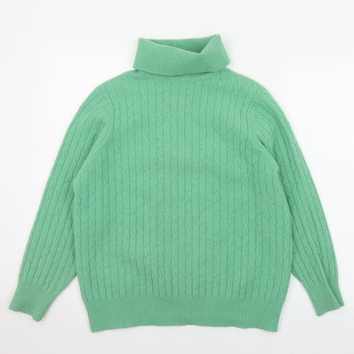 White of Harwick Womens Green Roll Neck  Wool Pullover Jumper Size M