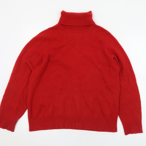 Esk Valley Womens Red Roll Neck  Cashmere Pullover Jumper Size L