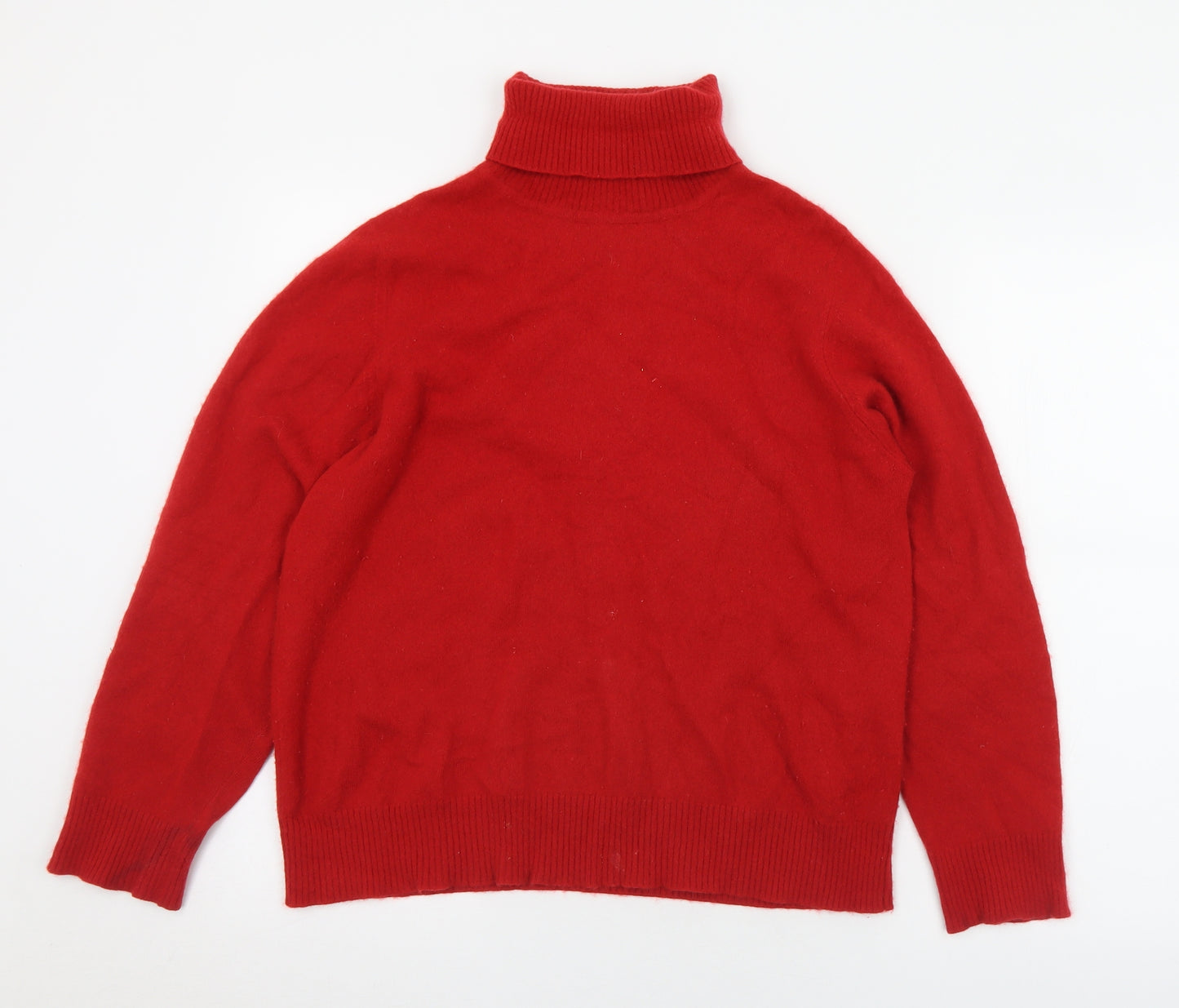 Esk Valley Womens Red Roll Neck  Cashmere Pullover Jumper Size L