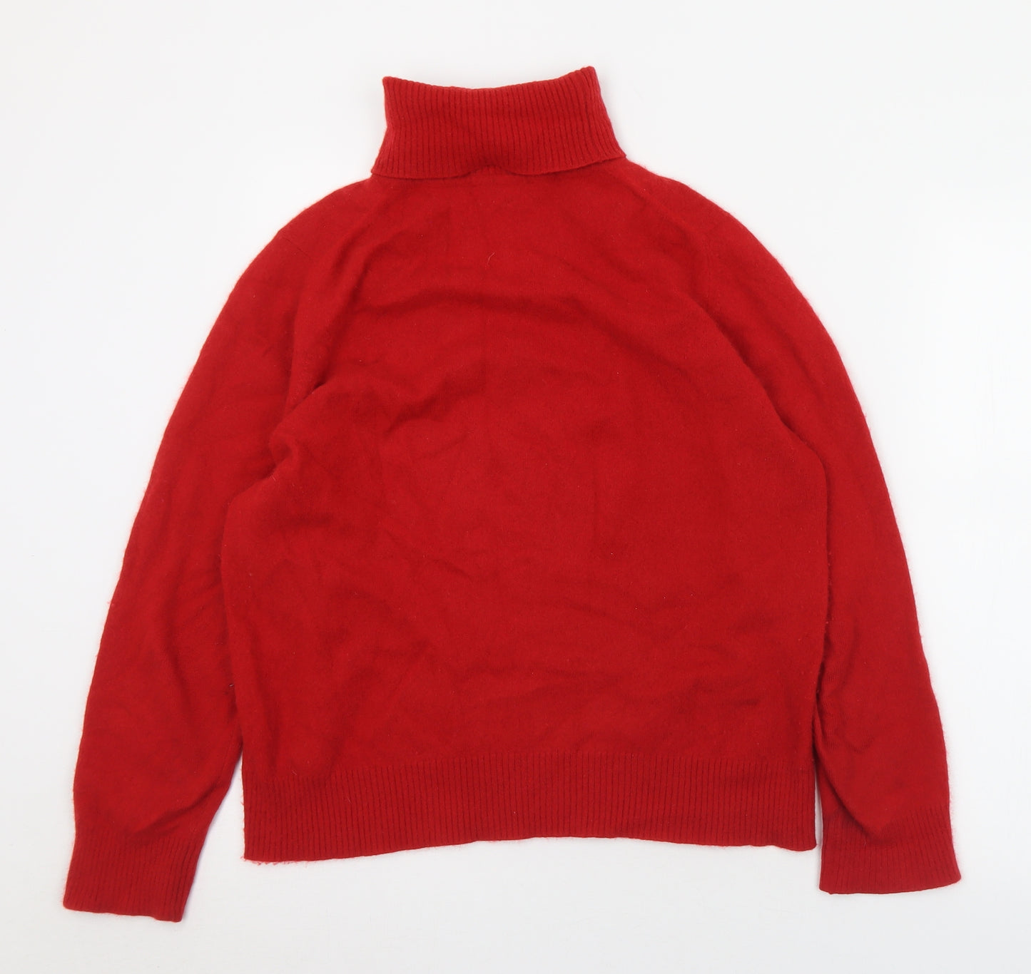 Esk Valley Womens Red Roll Neck  Cashmere Pullover Jumper Size L
