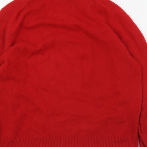Esk Valley Womens Red Roll Neck  Cashmere Pullover Jumper Size L