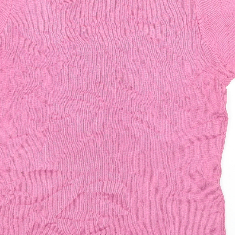 BHS Womens Pink Scoop Neck  Acrylic Pullover Jumper Size 12