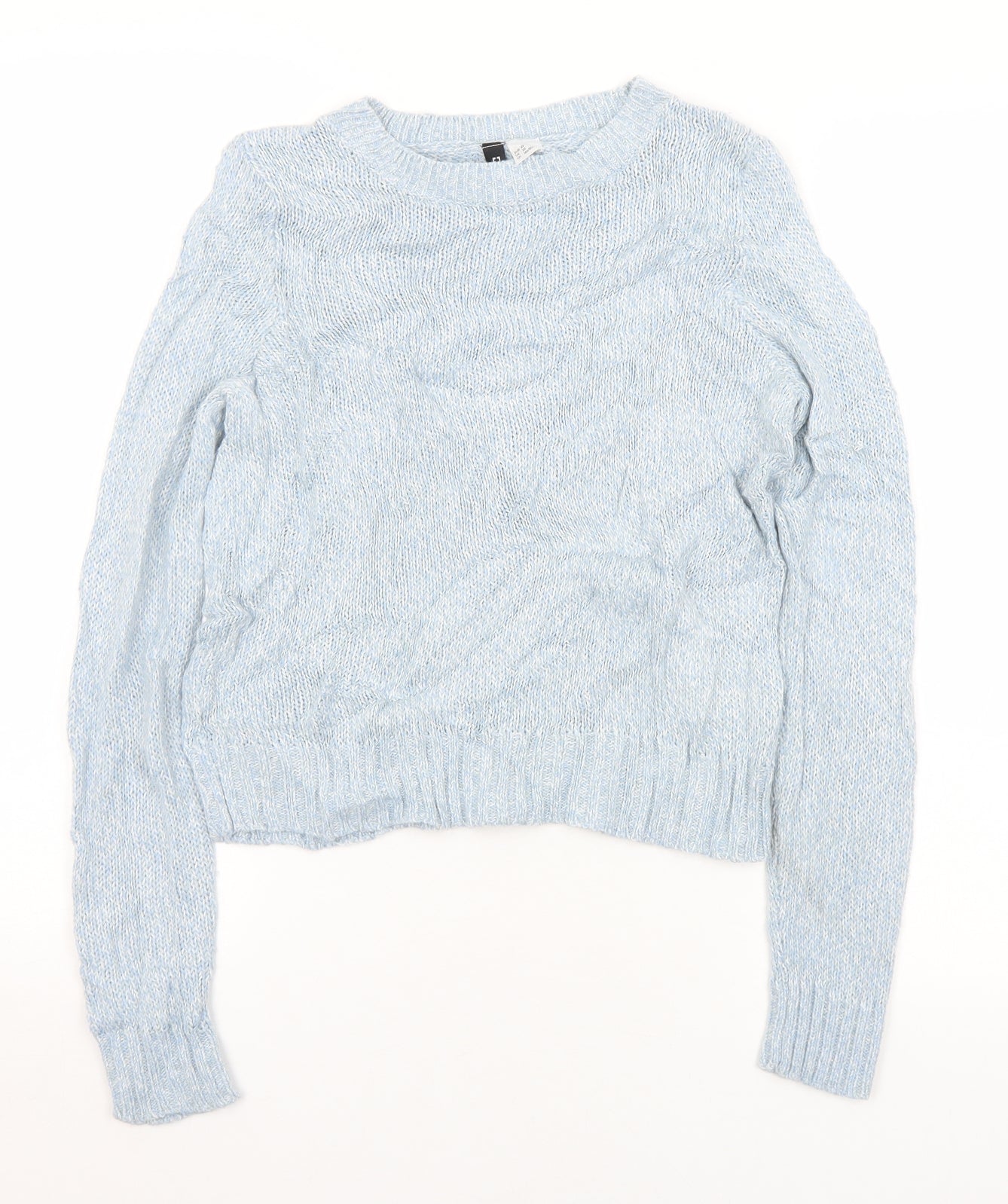 Divided Womens Blue Round Neck  Acrylic Pullover Jumper Size XS
