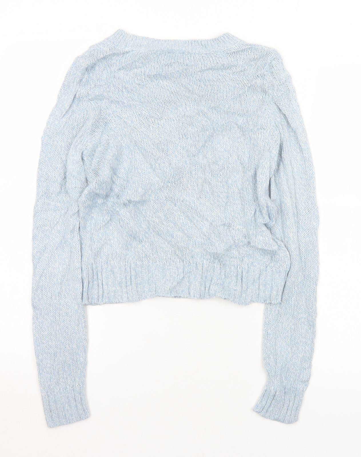 Divided Womens Blue Round Neck  Acrylic Pullover Jumper Size XS