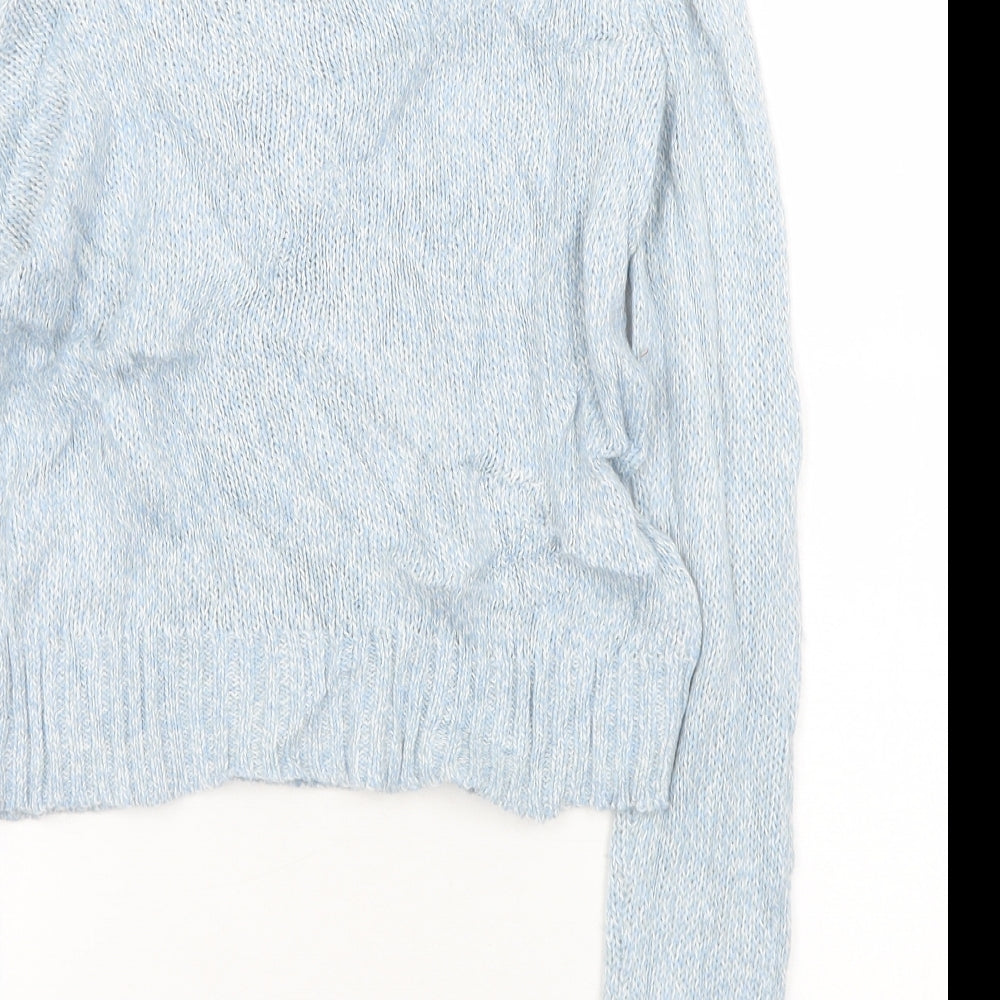 Divided Womens Blue Round Neck  Acrylic Pullover Jumper Size XS