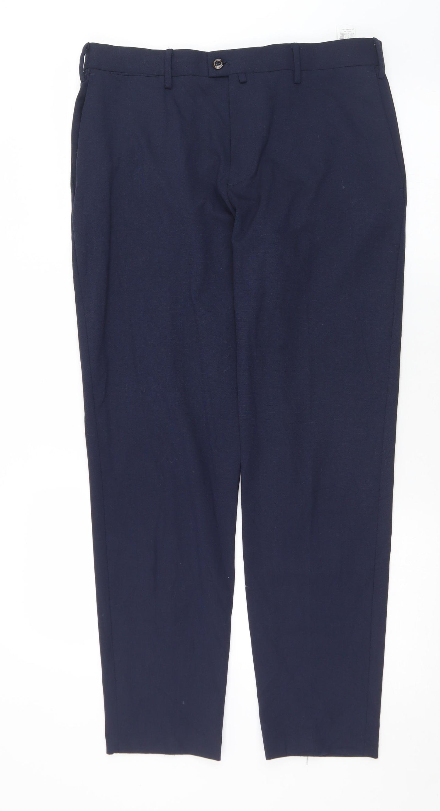 Zara Mens Blue  Polyester Trousers  Size L L29 in Regular Button