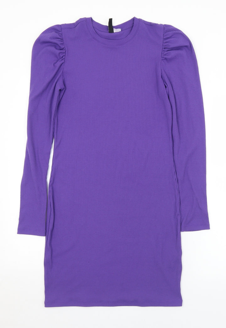 Divided Womens Purple Crew Neck Polyester Pullover Jumper Size M
