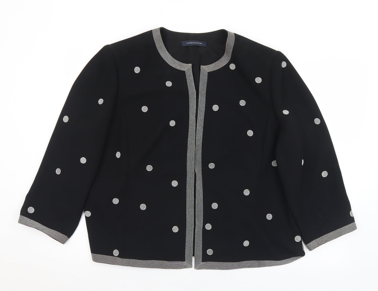 Windsmoor Womens Black Polka Dot  Jacket  Size 18  Hook & Eye