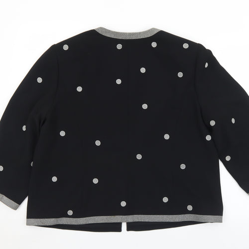 Windsmoor Womens Black Polka Dot  Jacket  Size 18  Hook & Eye