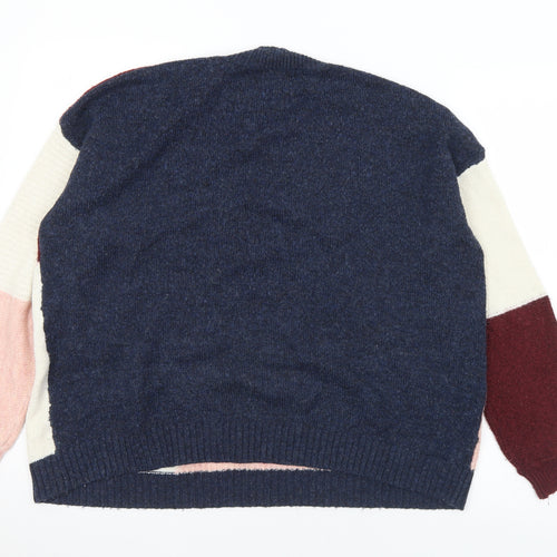 George Womens Multicoloured Round Neck  Acrylic Pullover Jumper Size M