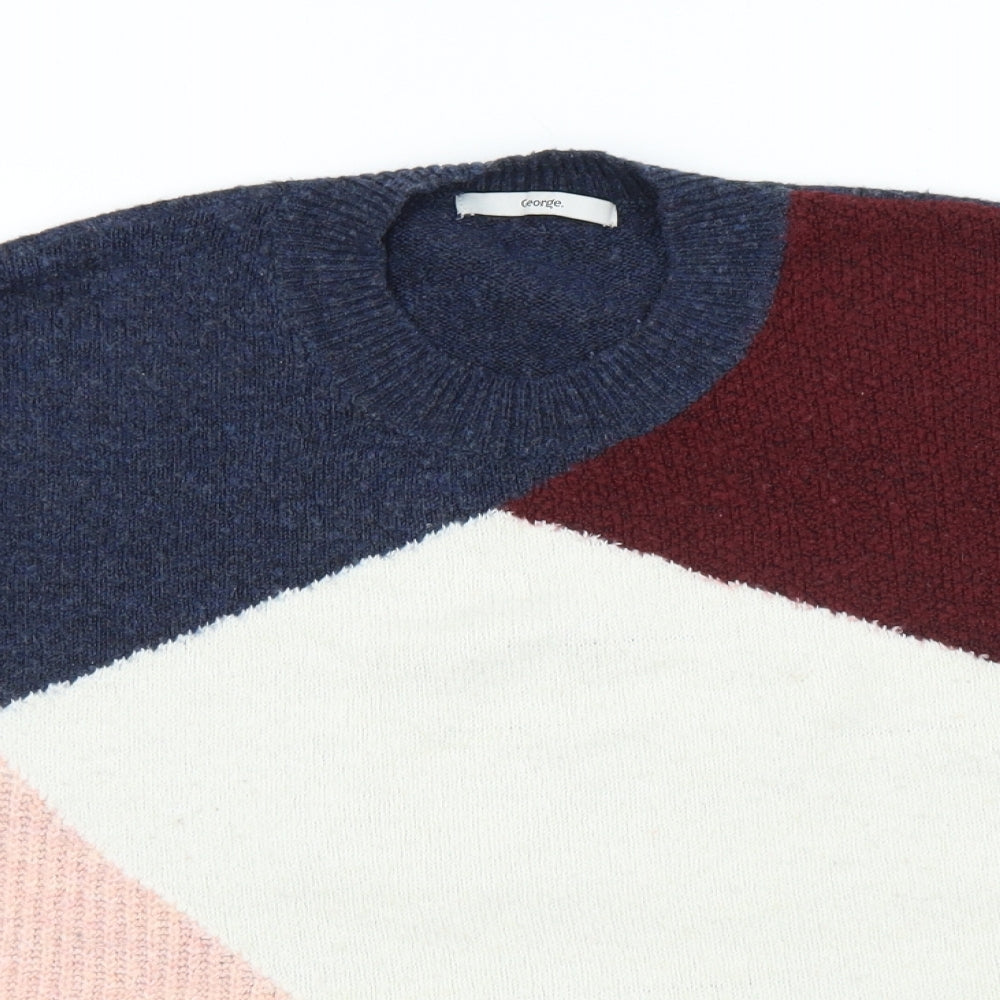 George Womens Multicoloured Round Neck  Acrylic Pullover Jumper Size M