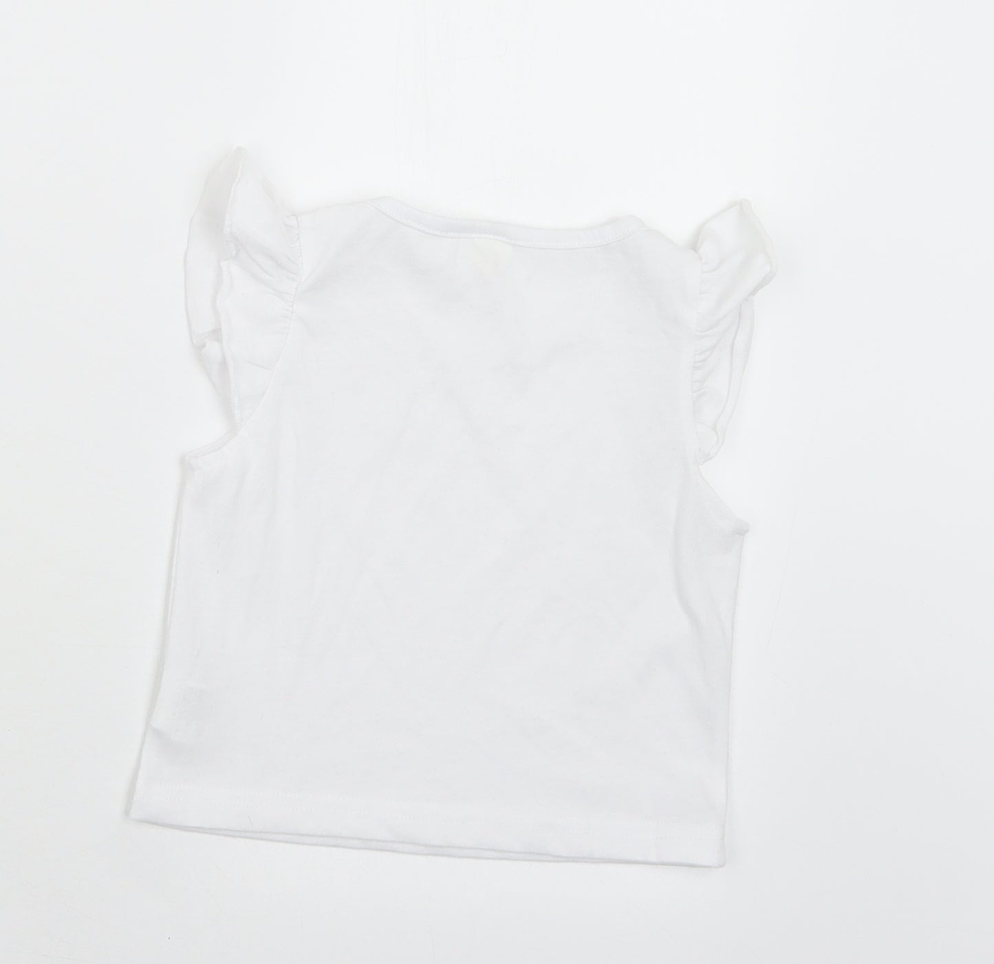 SheIn Girls White  Polyester Basic T-Shirt Size 3-4 Years Round Neck