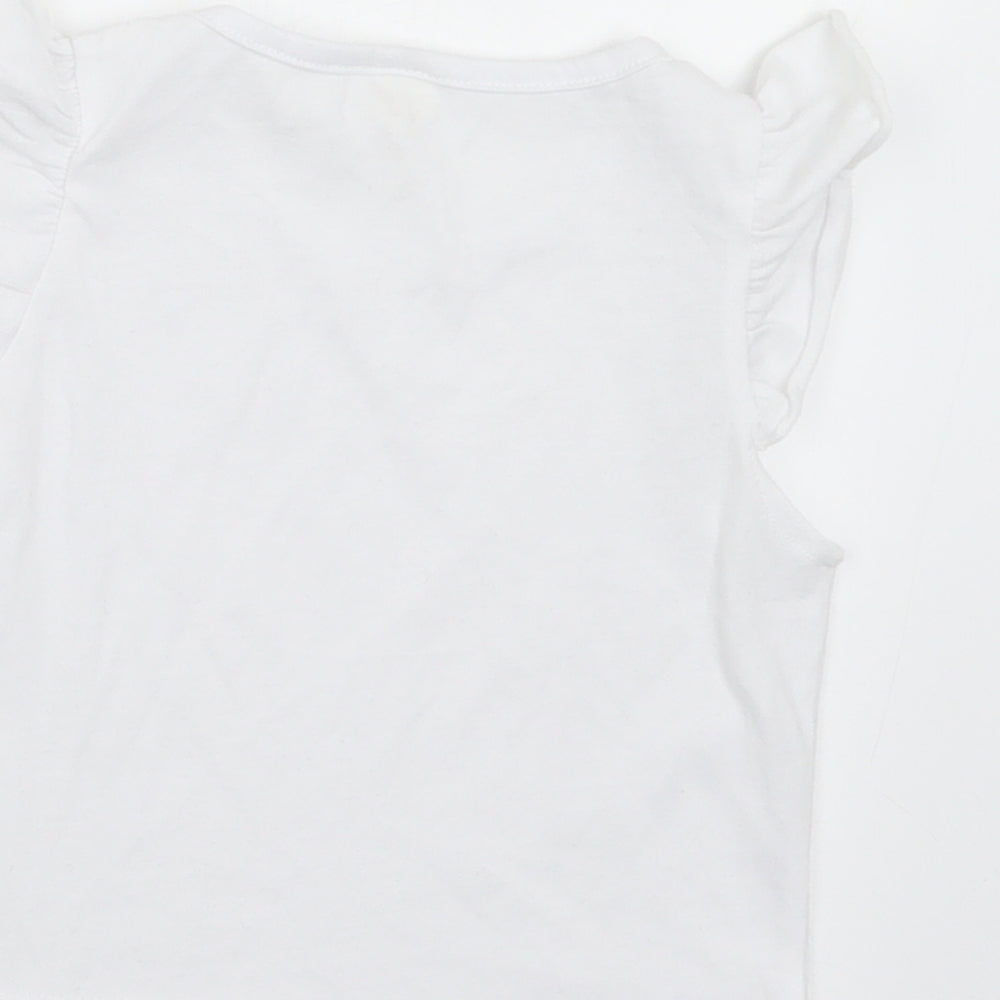 SheIn Girls White  Polyester Basic T-Shirt Size 3-4 Years Round Neck