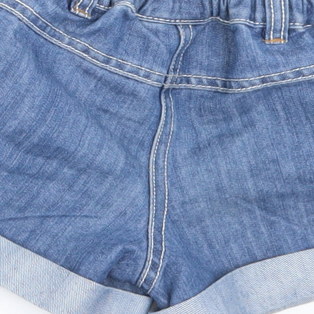 NEXT Girls Blue Floral Cotton Boyfriend Shorts Size 2-3 Years  Regular Buckle