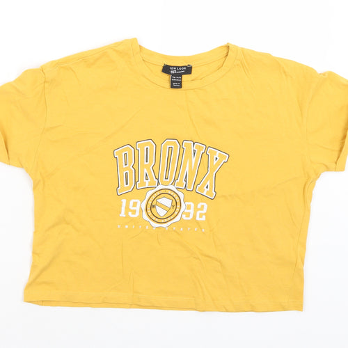 New Look Girls Yellow  Cotton Basic T-Shirt Size 14-15 Years Crew Neck  - Bronx