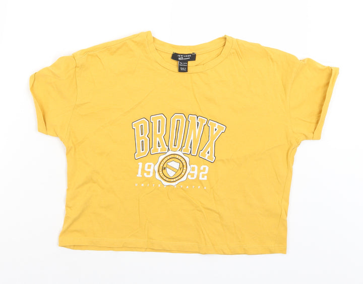 New Look Girls Yellow  Cotton Basic T-Shirt Size 14-15 Years Crew Neck  - Bronx