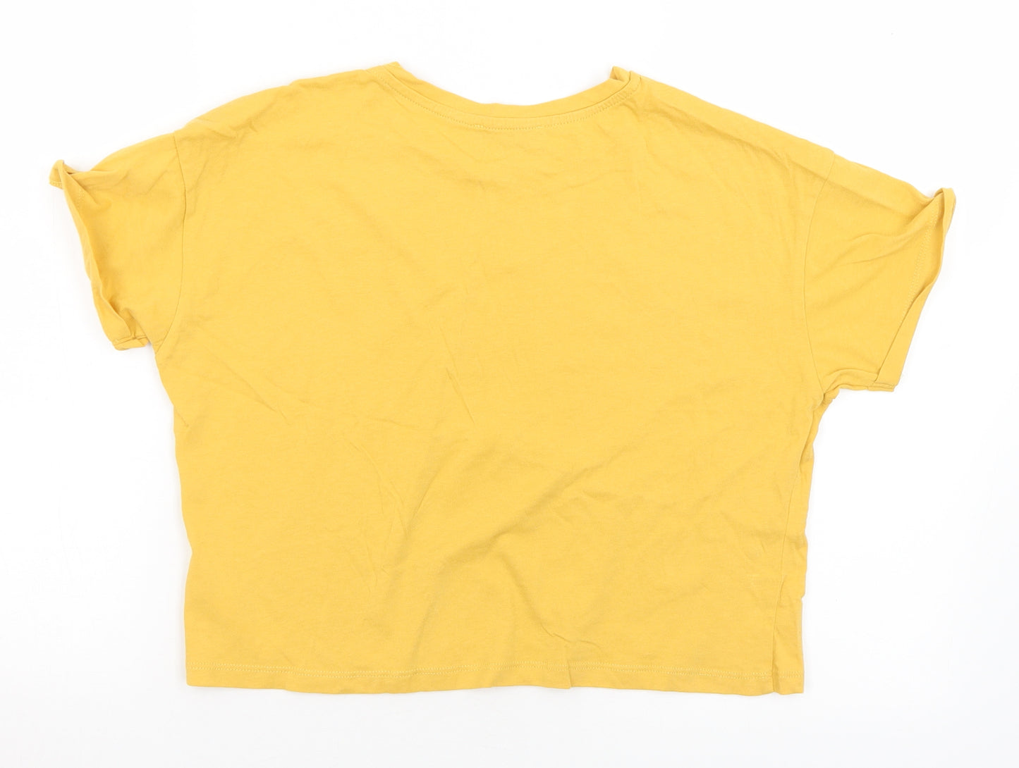 New Look Girls Yellow  Cotton Basic T-Shirt Size 14-15 Years Crew Neck  - Bronx