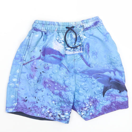 George Boys Blue  Polyester Sweat Shorts Size 11-12 Years  Regular Drawstring - Swim Shorts