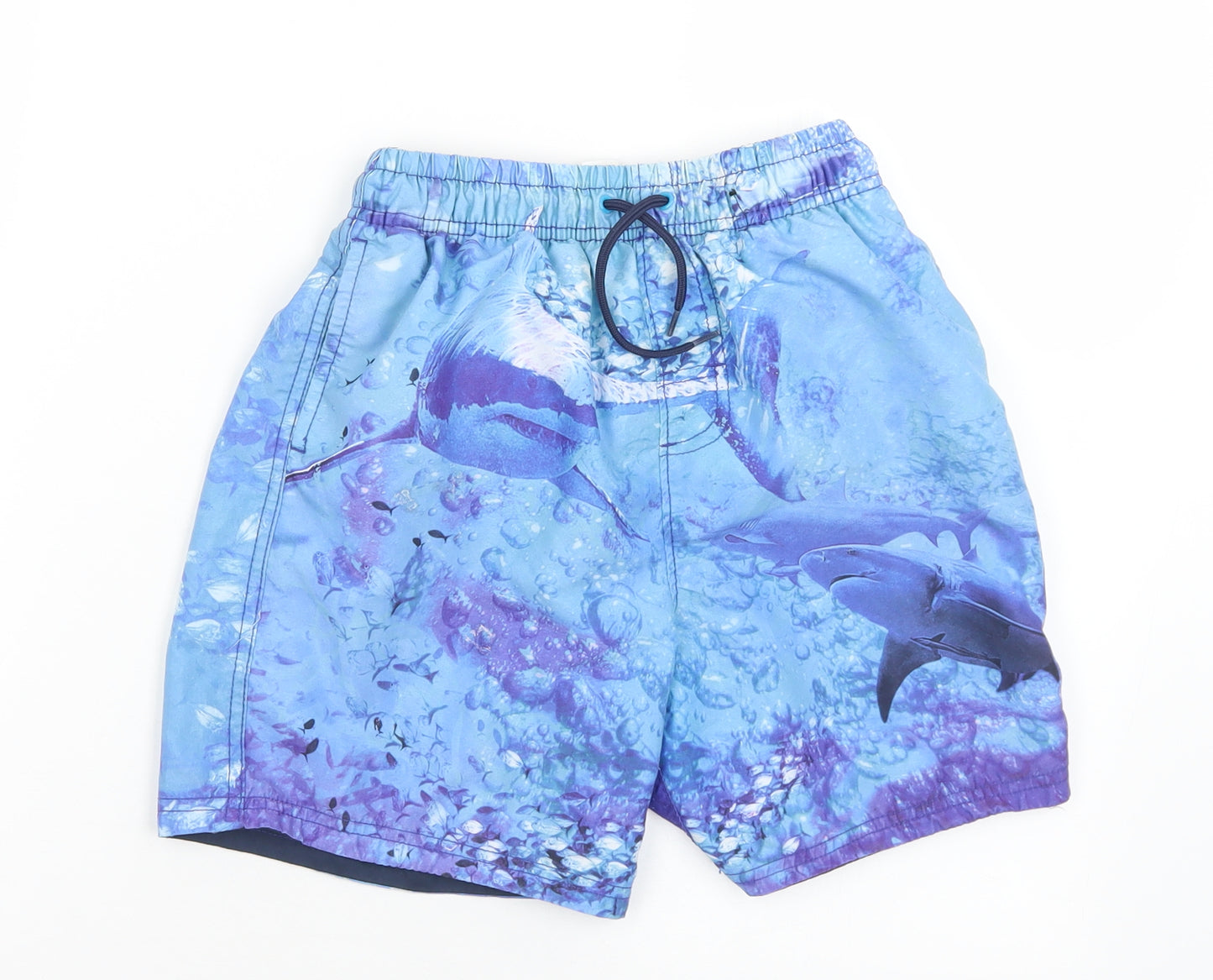George Boys Blue  Polyester Sweat Shorts Size 11-12 Years  Regular Drawstring - Swim Shorts