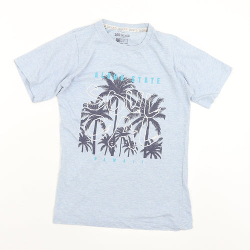 SoulCal&Co Boys Blue  Cotton Basic T-Shirt Size 13-14 Years Crew Neck  - Aloha State