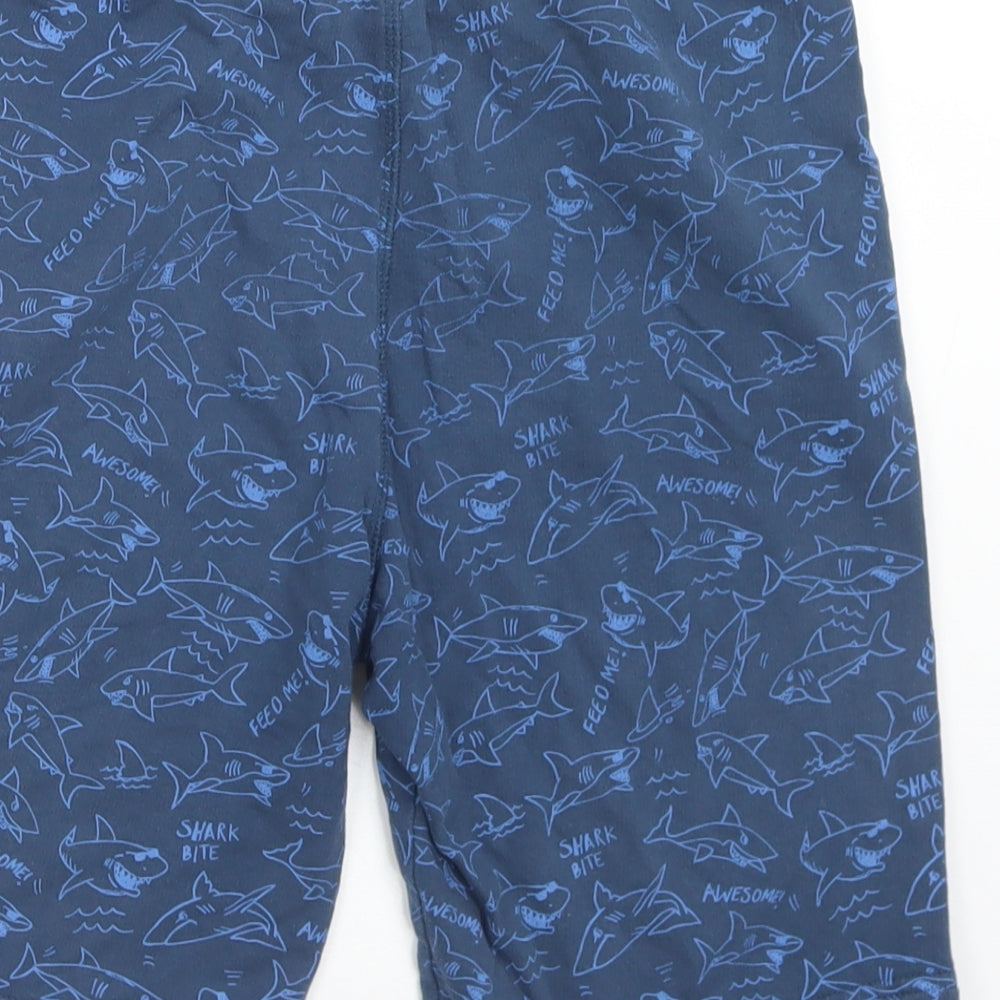 F&F Boys Blue Geometric Cotton Sweat Shorts Size 11-12 Years  Regular Drawstring - Sharks