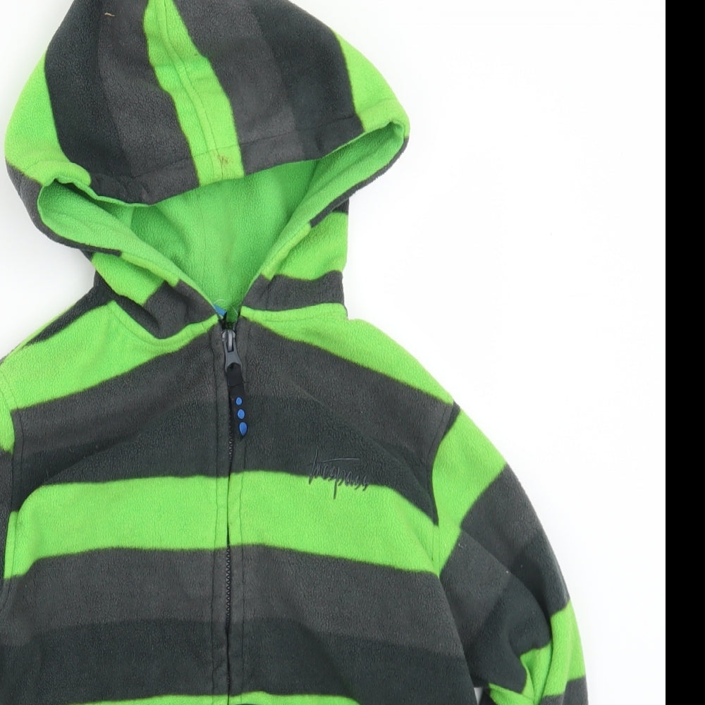 Tresspass Boys Green Striped  Jacket  Size 7-8 Years  Zip