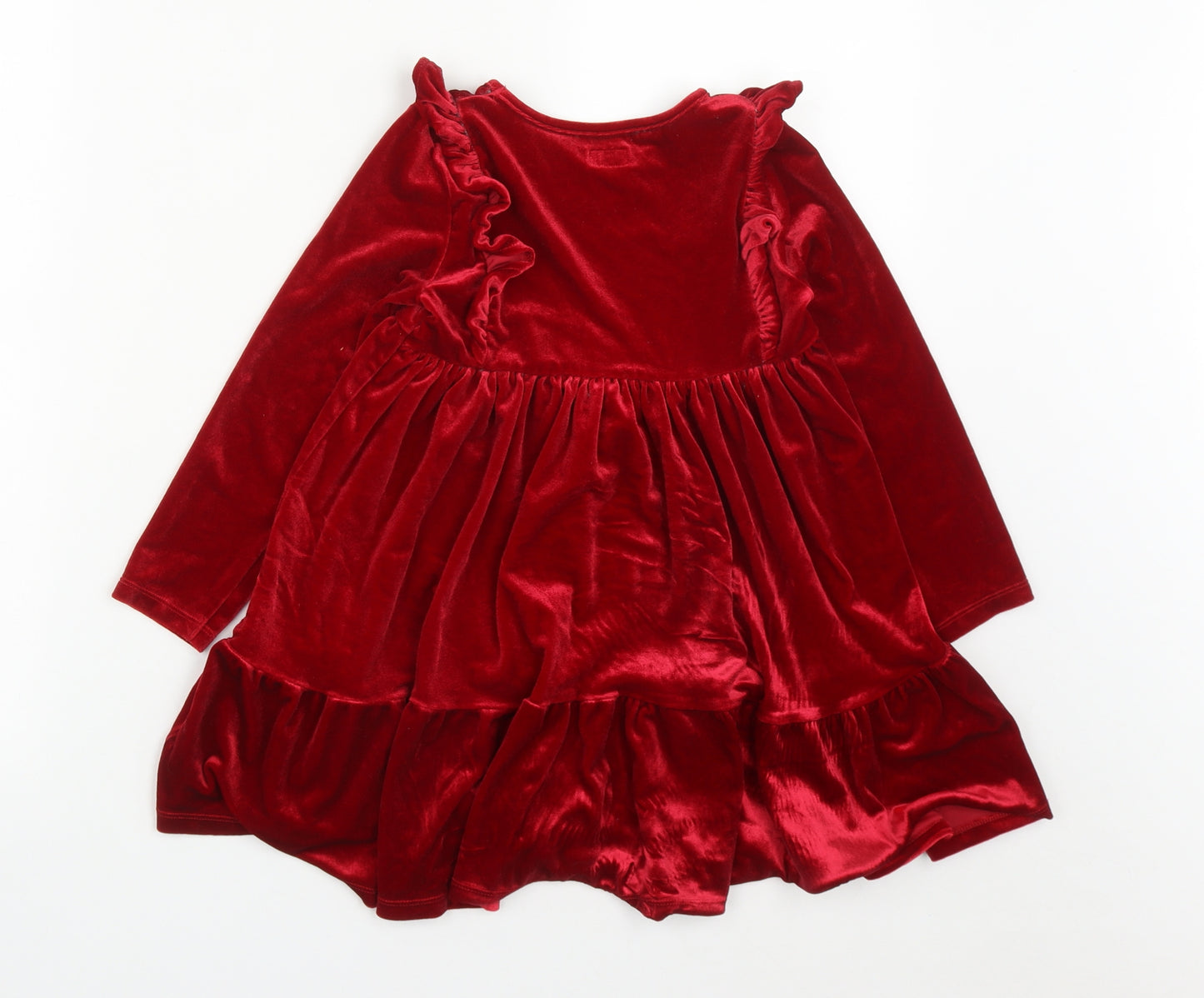 F&F Girls Red  Polyester Fit & Flare  Size 6-7 Years  Round Neck
