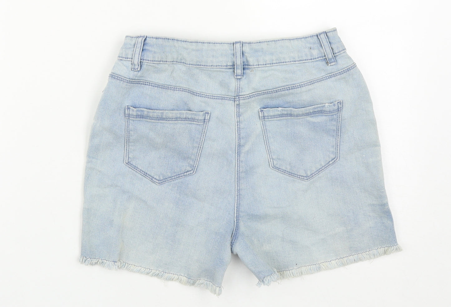Matalan Girls Blue  Cotton Cut-Off Shorts Size 11 Years  Regular Zip