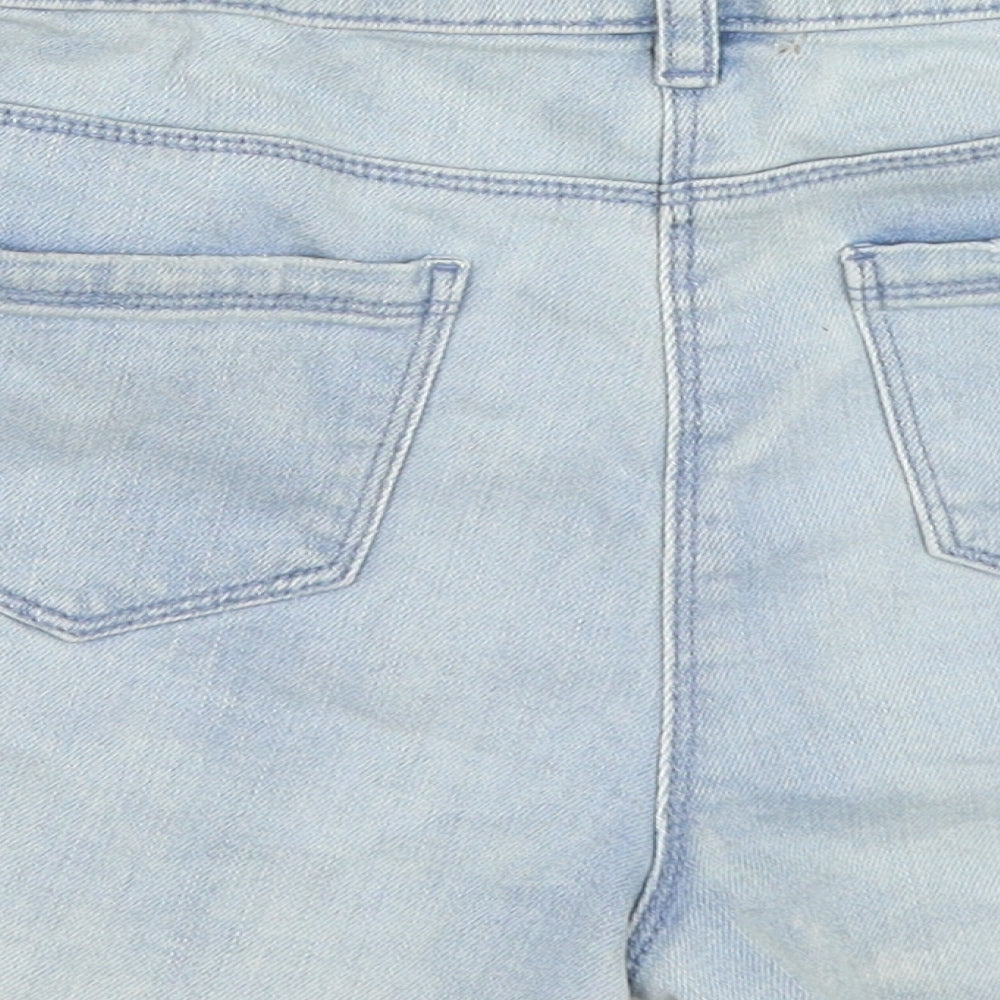 Matalan Girls Blue  Cotton Cut-Off Shorts Size 11 Years  Regular Zip