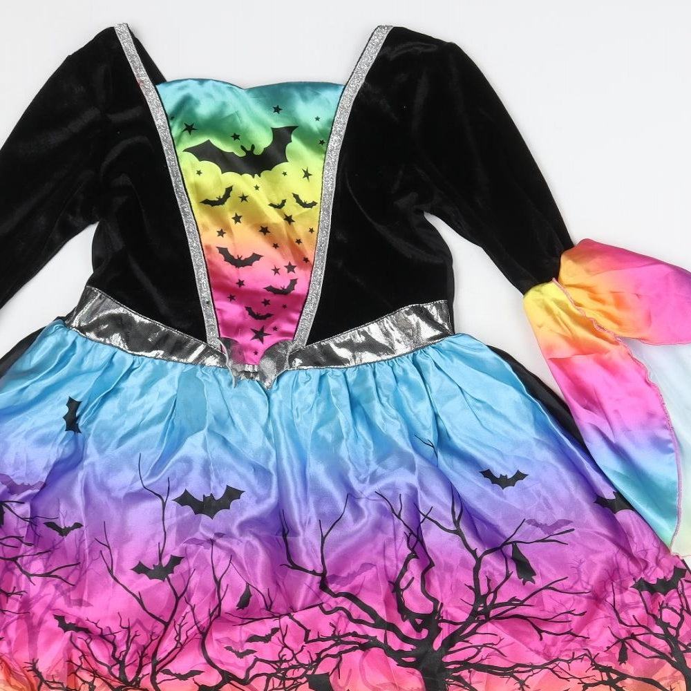 F&F Girls Black  Polyester Fit & Flare  Size 9-10 Years  Square Neck  - Halloween Fancy Dress
