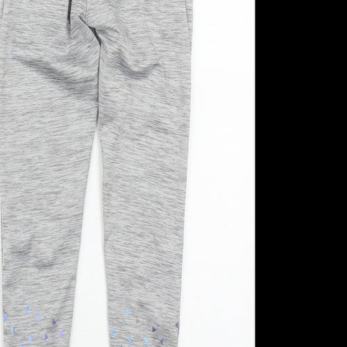 Dunnes Stores Girls Grey Geometric Polyester Jogger Trousers Size L L23 in Regular